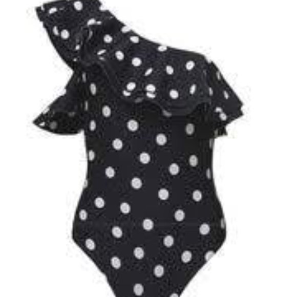 WeWoreWhat polka dot one shoulder black white one piece swimsuit size S - Picture 4 of 5